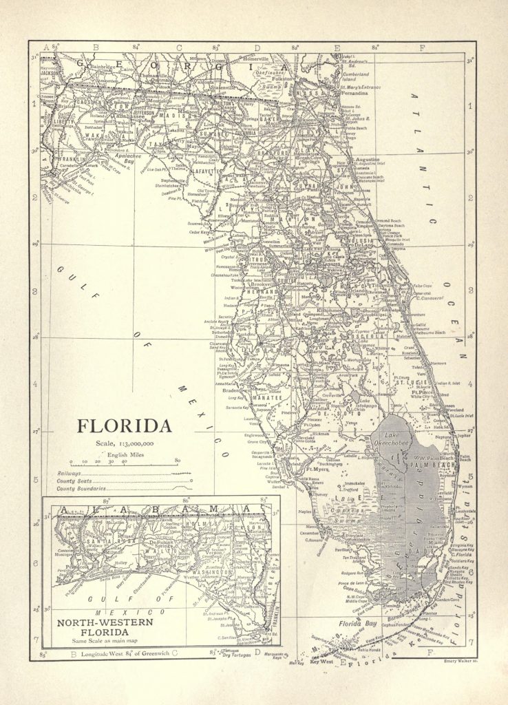 Map of Florida from 1911