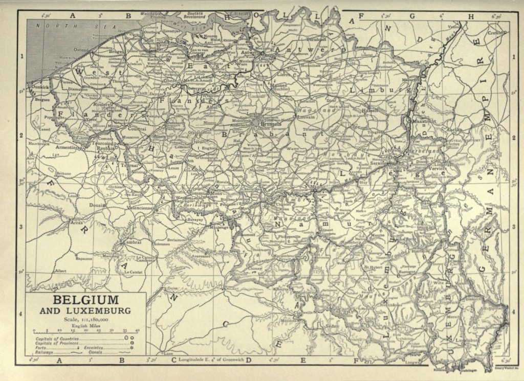 Vintage Belgium Map with Luxembourg