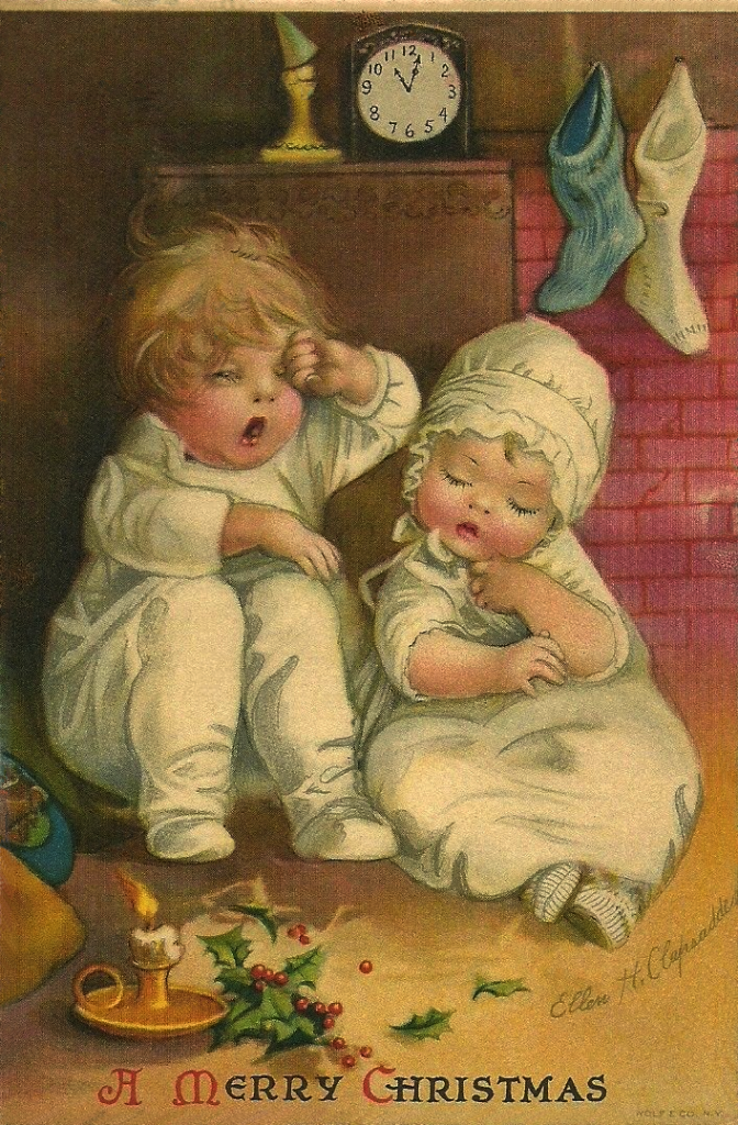 Waiting for Santa - A Vintage Christmas Postcard by Ellen H. Clapsaddle